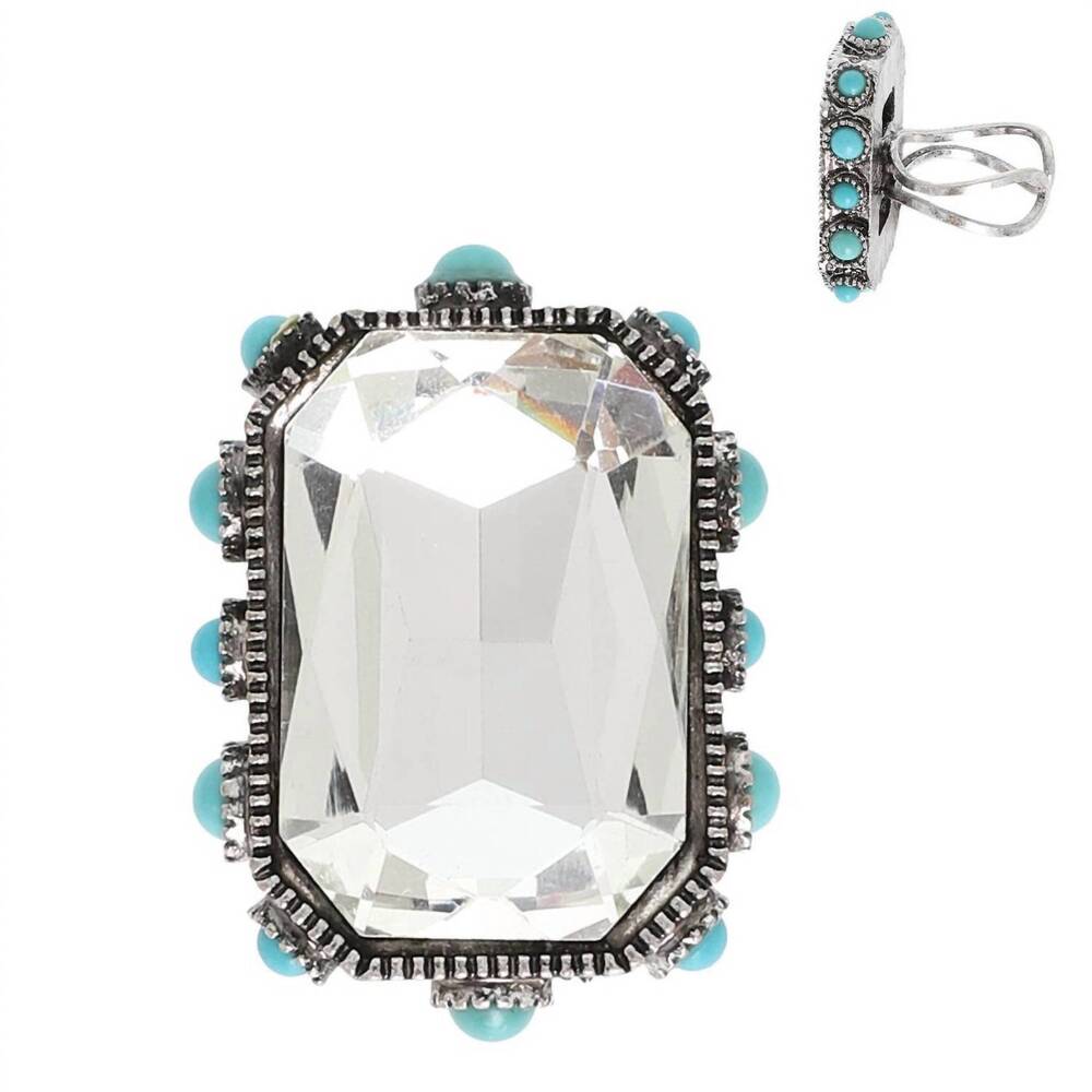 NEW SOPHIA COLLECTION women's crystal adjustable ring in clear octagon